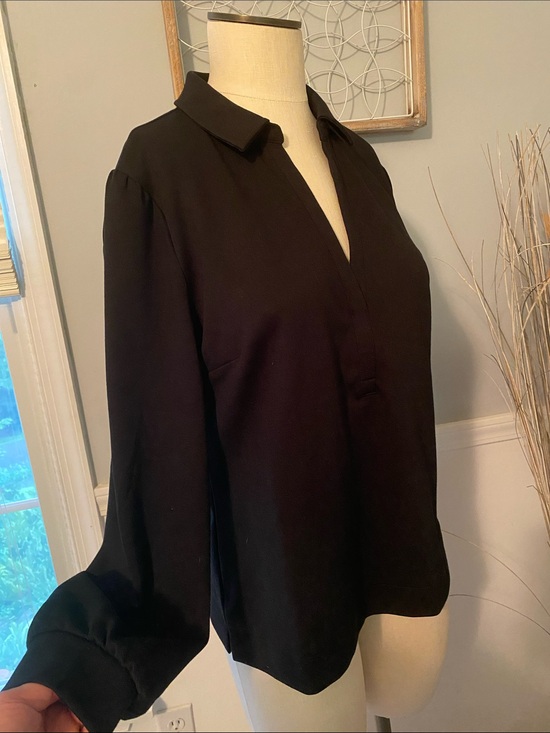 Talbots Tops - Talbots Black V-neckline Collared Blouse - Medium